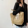 Totes paille Boho coréen dentelle arc grande capacité sac seau mode sac à main à bandoulière