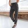 Men's Pants High Waist Women Retro Corduroy Fall Drawstring Full Length Trousers Casual Loose Comfy All Match With Pockets