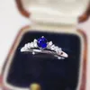 Pierścienie klastra Naturalny prawdziwy niebieski szafir mały pierścień na biżuterię 925 srebro srebro 0,3 ctstone gemonki j21685