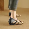 Shoes Spring/autumn Dress Women 269 Pumps Genuine Leather for Pointed Toe Low Heel Wedges Mary Janes Leopard 91356