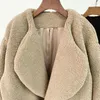 Abrigo corto de imitación de piel para mujer, abrigo cálido corto de imitación, Otoño Invierno 2024, cárdigan de manga larga a la moda con cuello vuelto, prendas de vestir exteriores, Top