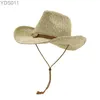 Шляпы с широкими полями, шляпы-ведра для женщин и мужчин, летние панамы в стиле вестерн, ковбойский пояс, джазовые кепки, пляжные ветрозащитные веревки, сомбреро де Mujer 240319