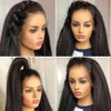 合成ウィッグ合成ウィッグキンキーストレートウィッグ透明レースフロントウィッグgluelless clowy heas wigs lace frontal pleucked 4x4閉鎖ウィグ女性240327