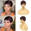 Sentetik peruklar kısa düz insan saç perukları doğal renk Brezilya remy saç pixie kesim peruk siyah kadınlar için ucuz insan saç peruk mylockme 240329