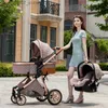 Bebek arabaları# 3 arada 1 bebek arabası kraliyet lüks deri alüminyum çerçeve yüksek peyzaj katlanır Kinderwagen çocuk arabası hediyelerle bebek arabası l240319