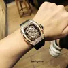 Luxury mens Mechanics Watches Richa Wristwatch Wine Barrel Mill Rm052 Series Fully Automatic Mechanical Mei Gold Full Diamond Tape Men's