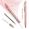 6Pcs Rose Gold Ballpoint Pen Push Action Business Office Signature Pens School Stationery Writing Instruments