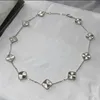 2024 Diamanten ketting Mode Klassieke Klaver Ketting Bedel 18K Rose Goud Verzilverd Agaat Hanger voor Vrouwen Meisje Valentijnsdag engagement Designer Sieraden Giftq1