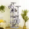 Heybly Tree, 73 inch hoge toren, grote katten, 20 lbs, zware binnenkatten, groot kattenmeubelappartement voor met gewatteerde pluche zitstok, gezellige mand en krabpalen