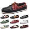 Sapatos casuais masculinos preto lazer prata taupe dlives marrom cinza vermelho verde andando baixo macio multis couro masculino tênis ao ar livre formadores sapatos de barco respirável aa038