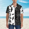 Casual overhemden voor heren Hawaiiaans overhemd Vakantie paarse vleermuisprintblouses Halloween-patroon Elegante heren Y2K grappige tops met korte mouwen