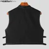 Erkek Tank Tops Tops 2023 Amerikan Tarzı Moda Yeni Erkekler Takim Kumaş Yelekler Günlük İçi Döviz Kırpılmış Kolsuz Yelek S-5XL L240319