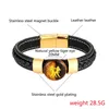 Bangle Natural Tiger Eye 12 constellation Carved Gold Plated Jewelry Vintage Men 316L Stainless Steel Leather Link Classic Bracelet 240319