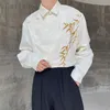 Men's Casual Shirts Autumn High-end Jacquard Embroidered Bamboo Shirt Long-sleeved Niche Buckle Design Retro Chinese Style Urban