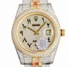 جودة Iced Out LLS LLS Watch Bust لأسفل Dayjust 41mm 316L SSL Diamond Bustdown CZ ETA 2836 Automatic Mechanical