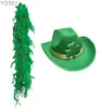 Wide Brim Hats Bucket StPatrick Day Celebration Green Hat Festival Themed Party Velvets Fedora Shamrock Top Scarf Irish Accessories 240319