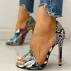 Pumpar 2020 Ladies Summer Sandals Fashion Solid Color Serpentine Casual Open Toe Super High Heel Fish Head Snake Pumps