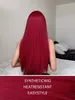 Синтетические парики Длинные винно-красные прямые парики для женщин Парик из синтетических волос с челкой Ежедневная вечеринка Натуральный косплей Жаропрочный парик 240329