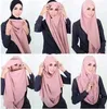 Double Loop Jersey Hijabs Instant Hijab Schal Frauen Muslimisches Kopftuch Baumwollschals Islamisches Bandana Turbane für Frauen Turban 240314