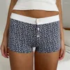 Mulheres sleepwear verão mulher floral y2k sleep shorts botões cintura elástica reta calça curta roupa interior homewear