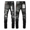 Kvinnors byxor lila varumärke jeans mode hög kvalitet high street svart hål lapp reparera låg konvex tät denim byxor 28-40 storlek storlek