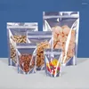 Storage Bags 100PCS Aluminum Foil Window Silver Color Plastic Tea Dry Goods Subpackage Sack Supermarket Display Frontclear Stand Bag