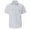 Men's Casual Shirts Short Sleeve T Shirt Dark Green Polyester Regular S-2XL Solid Color White Yellow Black Button Down Cardigan Men