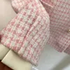 Women's Jackets Pink Plaid Short Jacket Fashion Exquisite Casual Comfortable Versatile 2024 Autumn And Winter 1109