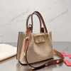 Vlt verão palha saco feminino quadrado cesta saco de luxo loco tote designer praia saco carta saco rebite ombro crossbody saco bolsa clássico saco de férias 240320