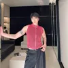 メンズベストSyuhgfaニットベストスタンドカラーハンサムセーター韓国ストリートウェア男性服2024春の夏ファッション