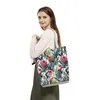 Totes Beautiful Flower Plant Print Women Handbags Foldable Large Shopping Shoulder Bags Female Capacity High Quality Tote Casual