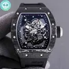 Richa Business Leisure RM055 Hela automatisk mekanisk kvarnklocka kolfiberfodral Tape Men's Watch