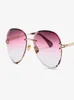 vintage rimless tinted oval sunglasses women039s big clear round glasses gradient crystal sunglasses feminino8739701