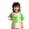 Kinderen beer brief gedrukt T-shirt jongens patchwork kleur half mouw tops 2024 zomer kids katoen losse casual kleding Z7234