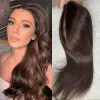 Toppers Natural Dark Brown Silk Base Human Hair Women Topper Virgin European Hair Toupee Clips In Hairpiece 4D Natural Silk Top