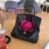 Damen Totes Handtasche L Schwarz Patchwork Rose Rot Innen Neue Oberschicht Rindsleder Lychee Muster Tasche Schloss Schnalle Echtes Leder Damen Groß