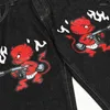 Men's Pants 2024 Men Hip Hop Denim Streetwear Evil Devil Gun Printed Harajuku Cotton Joggers Jeans Trousers Harem