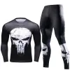 Ensembles Rashguard Jogging pour hommes, vêtements de sport serrés, cyclisme, course à pied, Fitness, combinaison d'entraînement extensible en hauteur, impression 3D