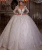 Luksusowa suknia ślubna 2024 głębokie długie rękawy w dekolcie w szyku w szyku w szyku w dekolcie koronkowe cekiny długość podłogi formalna suknia panny młodej na zamówienie vestidos de novias