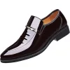 Обувь мужская деловая патентная кожаная обувь осень зима мужски New Pointedtoe Slyon Shoes Lowtop Formal Wear Plus Size Leather Shoes