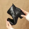 Buty gktinoo 2023 Nowa jesień zima grube buty na pięcie kobiety ciepłe buty buty ręcznie robione oryginalne skórzane kwiaty buty retro