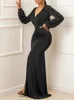 Eleganckie sukienki wieczorowe długa suknia Patry Sexy Deep v długie rękaw syrena bodycon split maxi szatę femme 240319