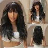 Synthetic Wigs EASIHAIR Black Long Wavy Synthetic Wigs for Women Natural Body Wave Wig with Bangs Heat Resistant Cosplay Daily Use Fake Hair 240328 240327