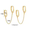 Hoop Earrings CRMYA Double Huggie Chain Earring For Women Brass Gold Color Waterproof Fashion Piercing 2024 Jewelry Wholesale