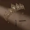 Tiaras itacazzo brud tiara champagne crown pageant diadema headpiece bröllop (kommer med hjälpfasta hårklipp) y240319