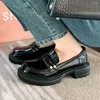 Robe chaussures bas femmes Zapatos Para Mujeres pompes noires épais talon moyen bout rond petit cuir grande taille