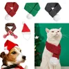 Dog Apparel Christmas Warm Scarf Knitted Elk Striped Hair Ball Holiday Party For Small Medium Large Cat And Puppy Pets Accessories
