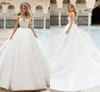 Robe de mariée en satin blanc moderne, robe de mariée en dentelle avec cristaux appliqués, ceinture, style Boho, jardin, princesse bouffante, sexy, dos nu, robes de mariée YD