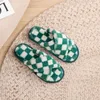 HBP Non-Brand Cross-border Cotton Slippers Womens Y2k Checkerboard Cross Strap Plush Slippers Womens Home Indoor Slippers