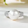 Cluster Rings Vinregem Vintage Elegant Pearl High Carbon Diamond Gemstone 18K Gold Plated 925 Sterling Silver Jewelry Anniversary Gifts